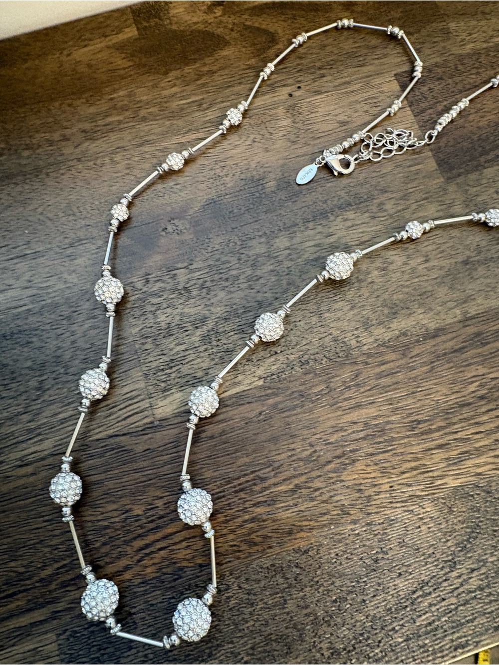 Chico's Silver Crystal Pave Station Necklace